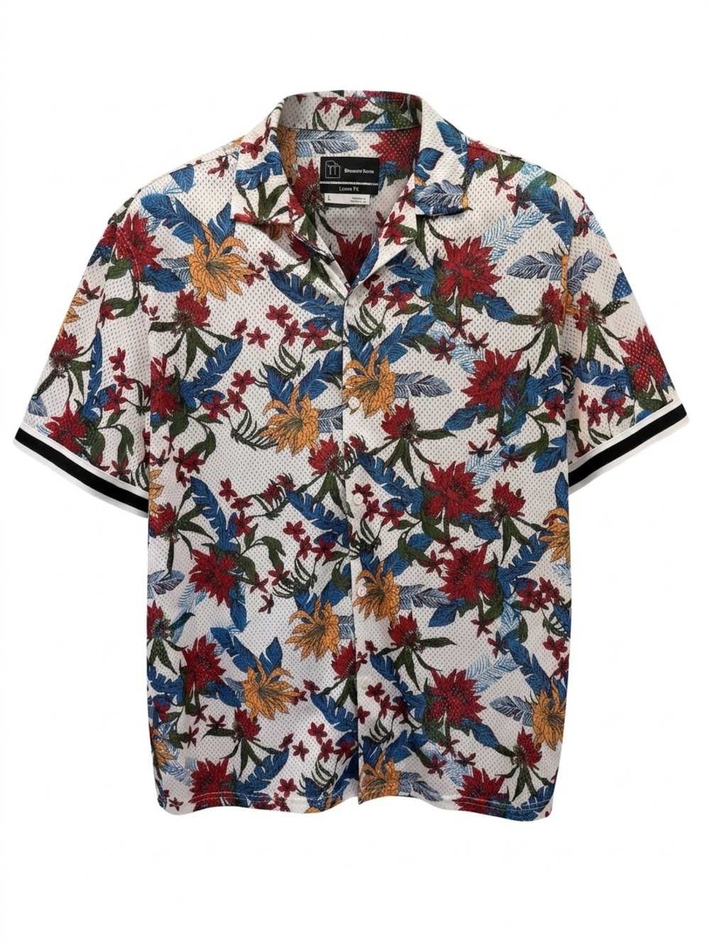 Original Use Short-Sleeve Mesh Floral Camp Shirt. Large